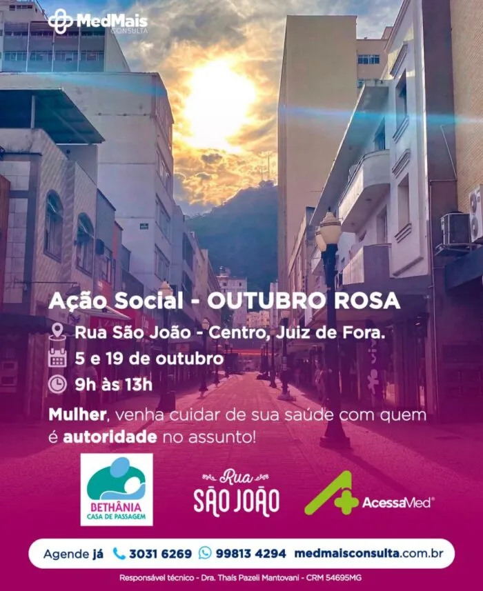 Outubro Rosa: clínicas médicas e associação de lojistas promovem ações de prevenção na São João